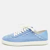 Stuart Weitzman Blue Suede Pear Embellished Lace Up Sneakers In Blue