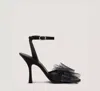 Stuart Weitzman Blushing Bow Mesh Ankle-strap Sandals In Black