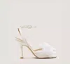 Stuart Weitzman Blushing Bow 100 Sandal In Cream & White