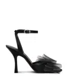 Stuart Weitzman Blushing Bow Mesh Ankle-strap Sandals In Black