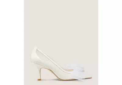 Stuart Weitzman Blushing Bow 75 Pump In Cream & White