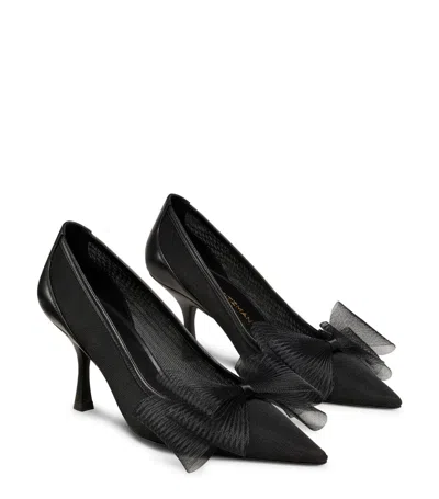 Stuart Weitzman Blushing Bow 75 Pump Women's Ivory Stiletto Heel Htat1256 In Black