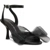 Stuart Weitzman Blushing Bow Mesh Ankle-strap Sandals In Black