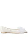 Stuart Weitzman Blushing Bow Ballerina Shoes In White