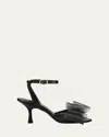 Stuart Weitzman Blushing Bow Mesh Ankle-strap Sandals In Black