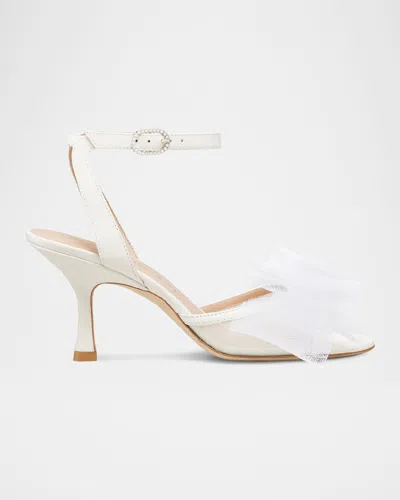 Stuart Weitzman Blushing Bow 75 Sandal In Cream/white