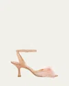Stuart Weitzman Blushing Bow Mesh Ankle-strap Sandals In Ginger
