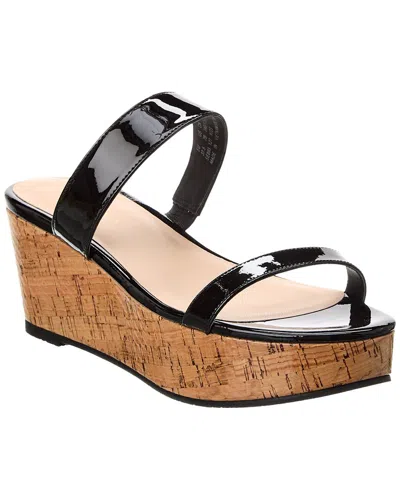 Stuart Weitzman Boardwalk 65 Patent Wedge Sandal In Black