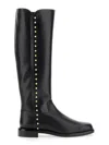 Stuart Weitzman Elegant Riding Boots With Pearl Detail In Black