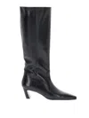 Stuart Weitzman Black Leather Pointed Boots In Black