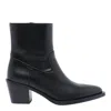 Stuart Weitzman Leather Block Heel Ankle Boots With Pointed Toe