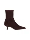Stuart Weitzman Pointed Toe Kitten Heel Ankle Boots In Brown