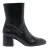 Stuart Weitzman Leather Block Heel Ankle Boots With Pointed Toe In Black