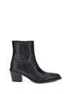 Stuart Weitzman Leather Block Heel Ankle Boots With Pointed Toe In Multi