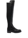 Stuart Weitzman Nappa Leather And Fabric Celia Knee Boots In Black