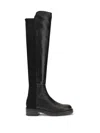 Stuart Weitzman Nappa Leather And Fabric Celia Knee Boots In Black