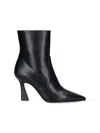 Stuart Weitzman Vinnie Leather Zip Booties In Black