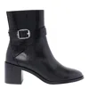 Stuart Weitzman Esme Leather Buckle Zip Booties In Black