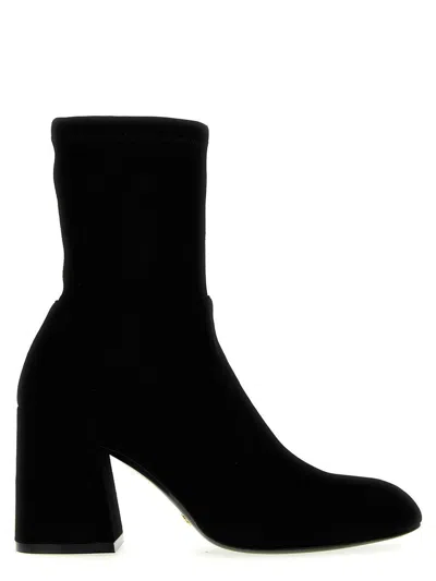 Stuart Weitzman Flareblock Womens Suede Pull On Ankle Boots In Black