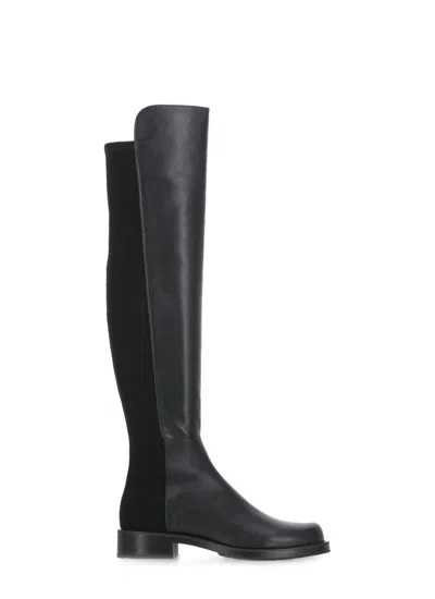 Stuart Weitzman Amber Thigh-high Leather Boot In Black