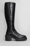 Stuart Weitzman Soho Calf-length Leather Boots In Black