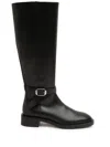 Stuart Weitzman Bella Buckled Leather Knee Boots In Black