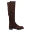 Stuart Weitzman High Suede Ankle Boots With Block Heel In Brown