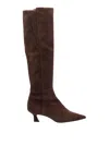 Stuart Weitzman Chocolate Suede Winnie Boots In Brown