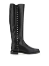 Stuart Weitzman Elegant Riding Boots With Pearl Detail In Black