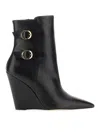 Stuart Weitzman Pointed-toe 100mm Wedge Boots In Black