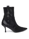 Stuart Weitzman Black Bootie With Buckle Detail And Stiletto Heel In Smooth Leather Woman In Negro