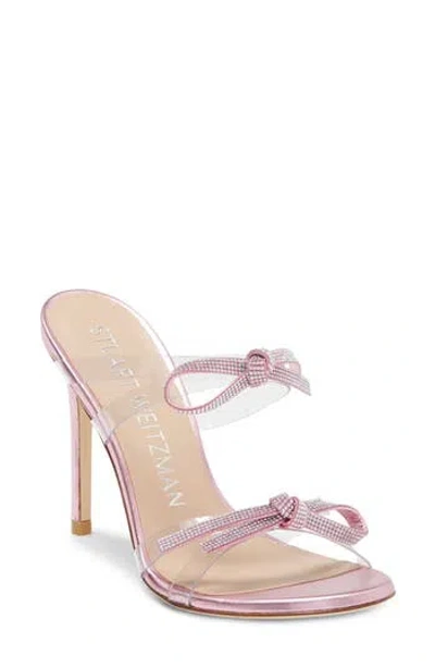 Stuart Weitzman Bow 100 Slide Sandal In Clear/cotton Candy