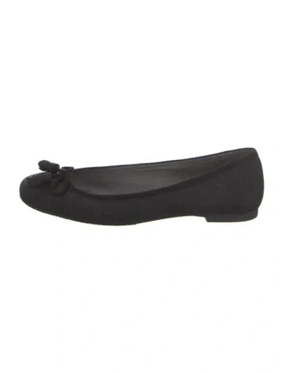 Pre-owned Stuart Weitzman Bow Accents Ballet Flats In Black