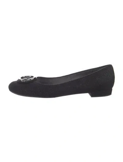 Pre-owned Stuart Weitzman Bow Accents Ballet Flats In Black