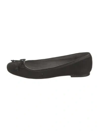 Pre-owned Stuart Weitzman Bow Accents Ballet Flats In Gray