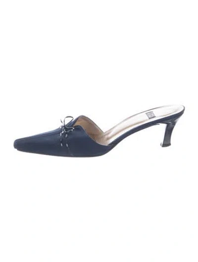 Pre-owned Stuart Weitzman Bow Accents Mules In Blue