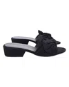 Stuart Weitzman Bow Block-heel Slides In Black Suede In Black