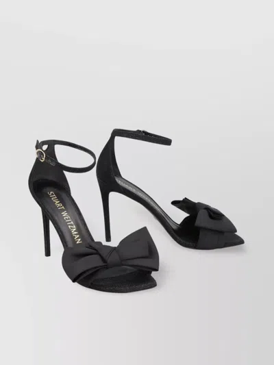 STUART WEITZMAN BOW DETAIL FABRIC SANDALS