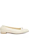Stuart Weitzman Bow-detail Leather Loafers In White