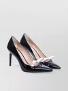 Stuart Weitzman Bow Detail Patent Leather Pointed Toe Pumps