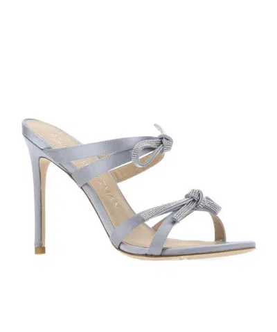 STUART WEITZMAN STUART WEITZMAN BOW-DETAIL CRYSTAL-EMBELLISHED HEEL SANDALS
