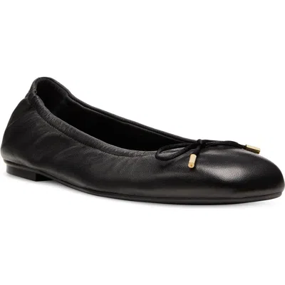 Stuart Weitzman Bardot Lambskin Bow Ballerina Flats In Black