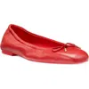 Stuart Weitzman Bardot Lambskin Bow Ballerina Flats In Cherry