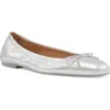 Stuart Weitzman Bardot Metallic Bow Ballerina Flats In Silver
