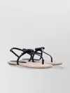 Stuart Weitzman Bow Leather Thong Sandals Open Design