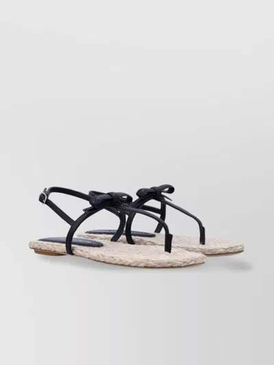 Stuart Weitzman Bow Leather Thong Sandals Open Design