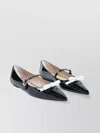 Stuart Weitzman Bow Patent Leather Pointed Toe Ballerinas In Pink
