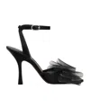 Stuart Weitzman Blushing Bow Mesh Ankle-strap Sandals In Black