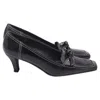 Stuart Weitzman Bow Square-toe Pumps In Black Leather In Black