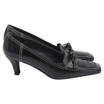 Stuart Weitzman Bow Square-toe Pumps In Black Leather